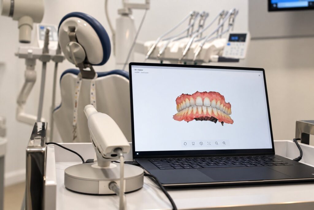 Escáner intraoral con modelo digital 3D de la boca